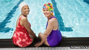 Two women at the swimming pool