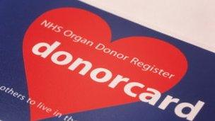 Organ donor card