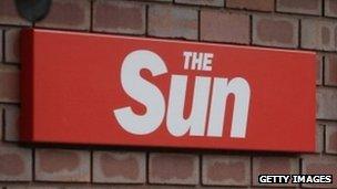 Sun sign at News International offices