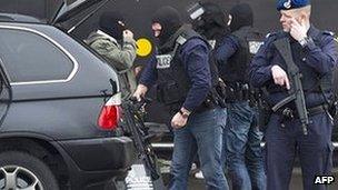 Armed Dutch police at Amsterdam's Schiphol airport