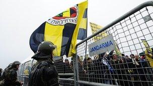 Fenerbahce fans outside the courthouse, 14 Feb 2012