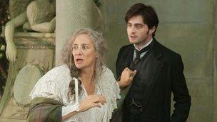 Daniel Radcliffe with Janet McTeer (l) in The Woman in Black