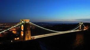 Clifton Suspension Bridge by night