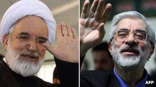 Mehdi Karroubi and Mir Hossein Mousavi (file)