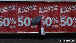 Shopper outside retail outlet