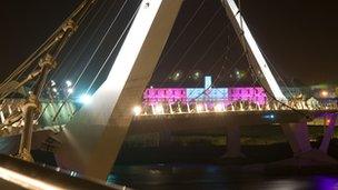 View of opening of Ebrington Square taken from the Peace Bridge