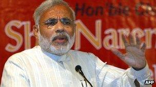 Gujarat Chief Minister Narendra Modi making an address