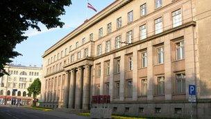 Latvian Parliament building in the country's capital city Riga