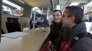 Waiting at the information desk at Munich station