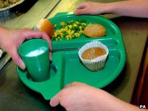 School lunch on plate