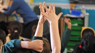 Hand up in classroom