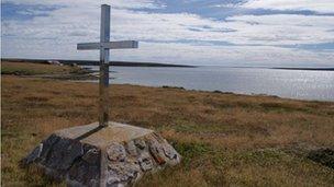 Memorial at Teal Inlet in the Falkland Islands
