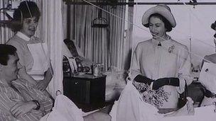 The Queen visiting Addenbrooke's Hospital in 1962