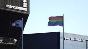 Rainbow flag at Portman Road