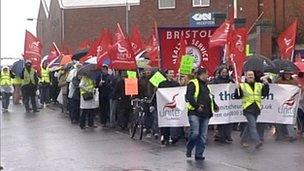 Campaigners against the closure of Filton Airfield in South Gloucestershire