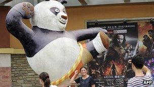 Kung Fu Panda advertising outside a Beijing cinema