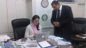 Fiyaz Mughal, director of Faith Matters, with a colleague