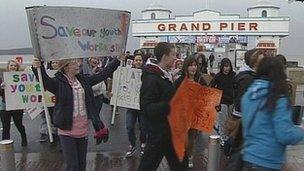 Young people protest over planned cuts to youth services