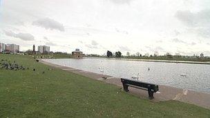 The boating lake at Walpole Park in Gosport