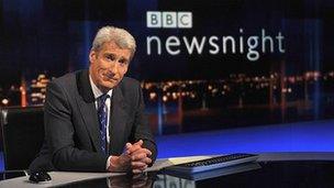 Jeremy Paxman on the set of Newsnight