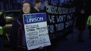 Union members at protest