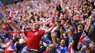 Rangers fans at Old Firm game in 2011