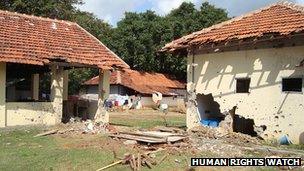 Damaged buildings in Sri Lanka