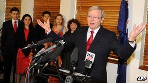 Former Australian prime minister and then foreign minister Kevin Rudd