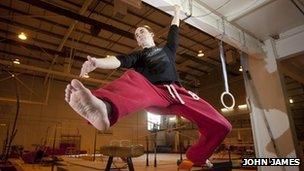 Free runner on an assault course