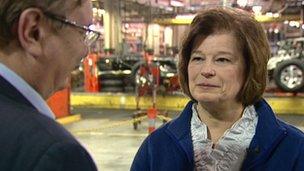 Amy Farmer at a Flint, Michigan assembly line