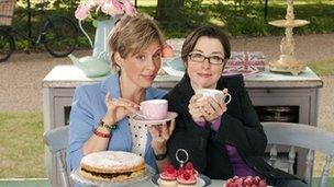 Great British Bake Off hosts Mel Giedroyc and Sue Perkins