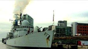 HMS Liverpool back in Liverpool