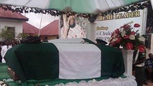 Col Ojukwu's coffin in his family home