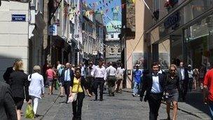 Shoppers in St Peter Port