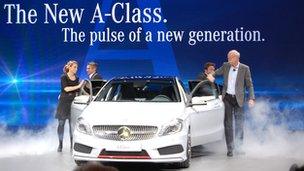 Daimler's chief executive, Dieter Zetsche, unveiling the new Mercedes-Benz A-Class