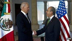 Joe Biden (left) and Felipe Calderon (right)