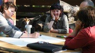 Abby (left) and Sharon (centre) during the training last September