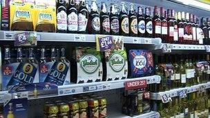 Alcohol on shop shelves