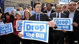 Shadow Health Secretary Andy Burnham and his Drop the Bill campaign