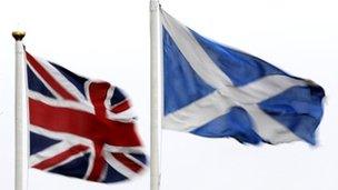 Union flag and Scottish flag