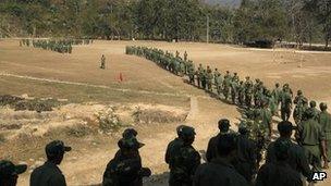 Kachin army soldiers near Laiza, Burma (13 Feb 2012)