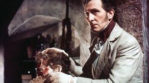 Peter Cushing in The Curse of Frankenstein