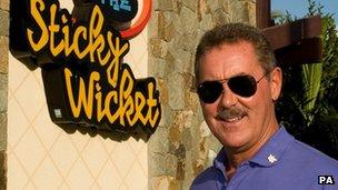 Allen Stanford outside the Sticky Wicket sports bar