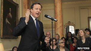 David Cameron talking to women's campaigners