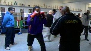 Boxer Hewlett Lucien in training