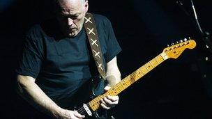 Pink Floyd's David Gilmour playing a Fender Stratocaster