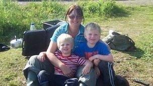 Jayne Harwood and her sons