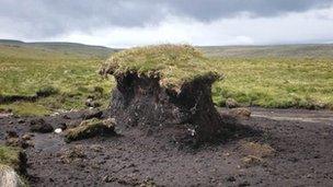 Peat erosion, high fells, Lake District. Photo: Cumbria Wildlife Trust