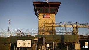 A prison gate at Guantanamo Bay, 19 January 2012