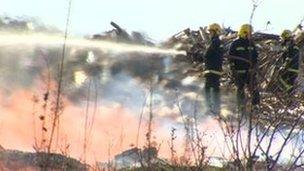 Wood recycling plant fire